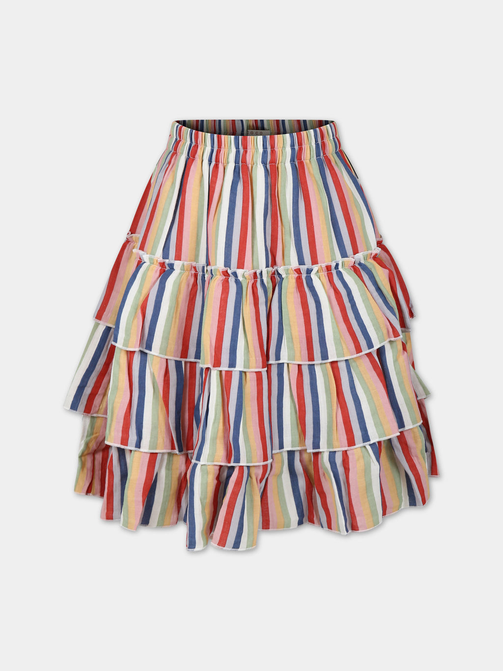 Multicolor skirt for girl with stripes pattern